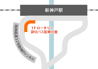 新神戸駅１F ロータリーの配車マップ